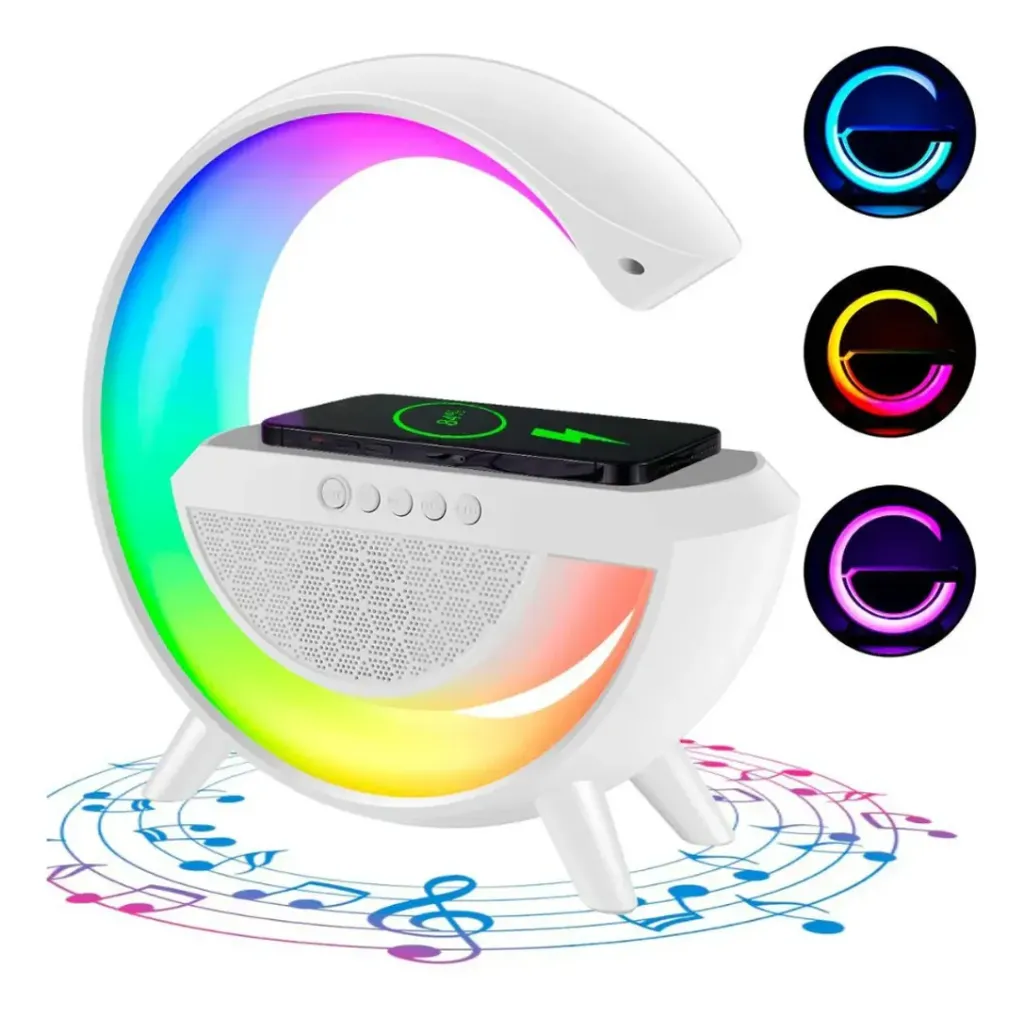 LAMPARA SOUND PARLANTE CARGADOR INDUCCION RGB BLUETOOTH SEISA.webp