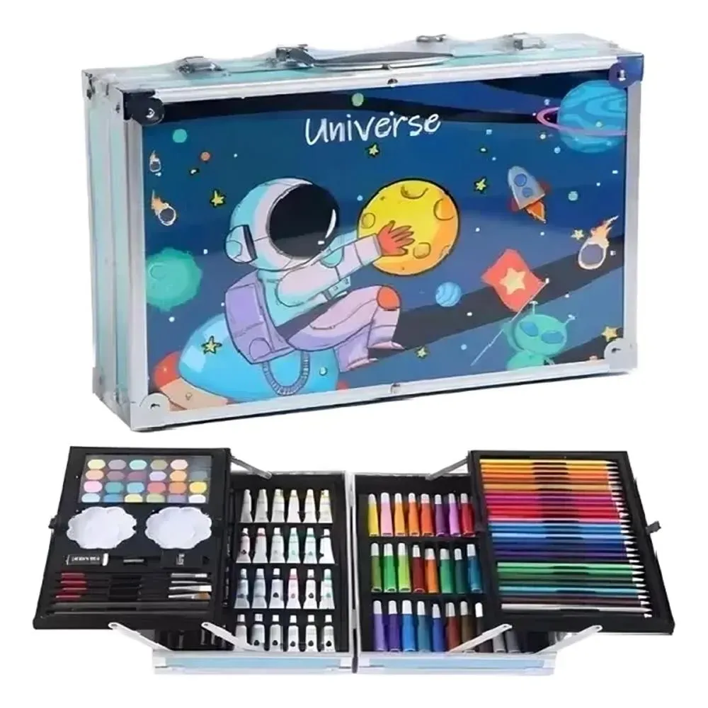 MALETIN KIT DE ARTE LUJOMETALICO DIBUJO CREATIVO 145 PIEZAS