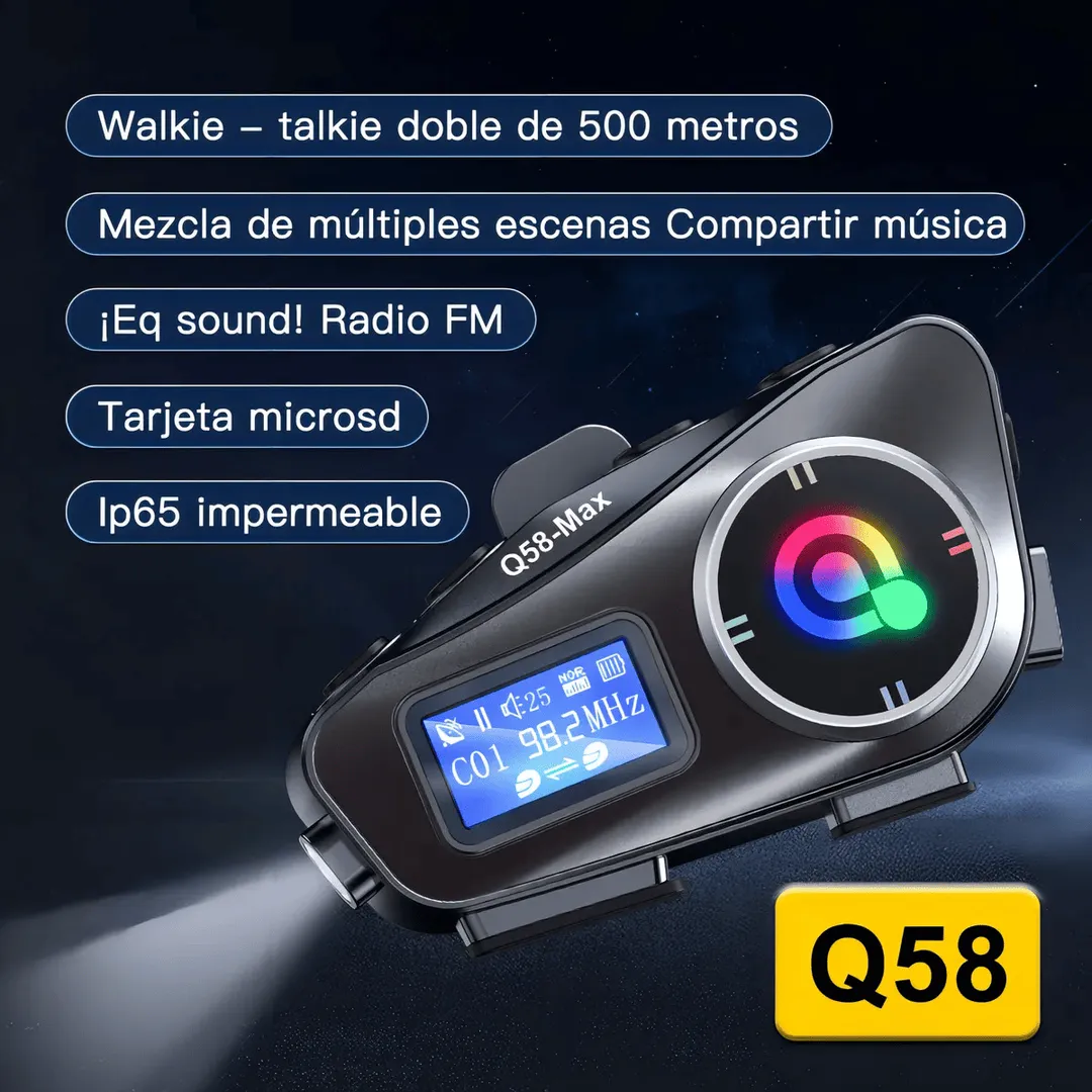 [f41fbf] SET INTERCOMUNICADOR Q58-MAX MOTO CASCO X2 PIEZAS