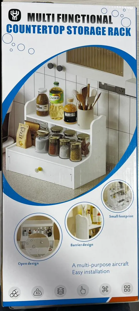 [3d29c2] ARMARIO ORGANIZADOR ESTANTE 2 NIVELES CON CAJON PRLA-990